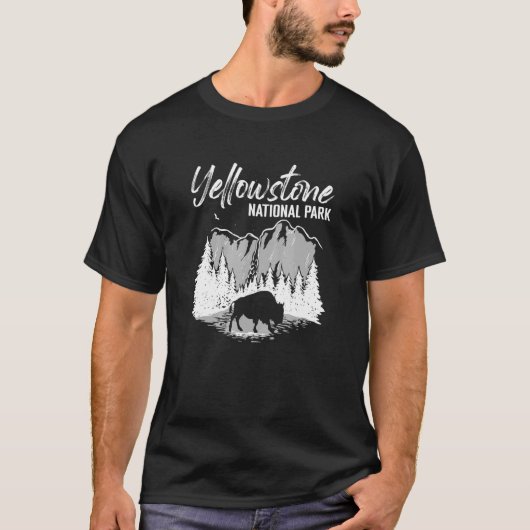 Outdoor Camping Berg Buffalo Yellowstone Nationali T-Shirt (Vorderseite)