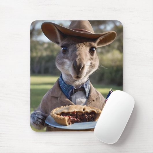 "Outdoor Delight: Ein Känguru isst Aussie Meat Pie Mousepad (Mit Mouse)