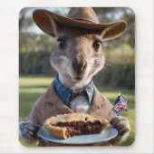 "Outdoor Delight: Ein Känguru isst Aussie Meat Pie Mousepad (Vorne)