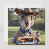 "Outdoor Delight: Ein Känguru isst Aussie Meat Pie Save The Date (Rückseite)