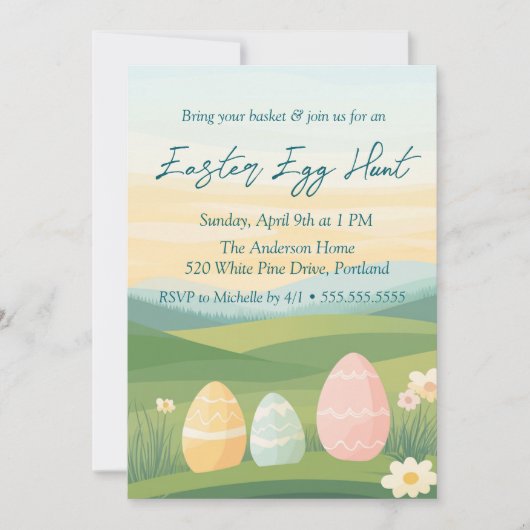 Outdoor Eggs und Nature Ostereier Jagen Einladung (Vorderseite)