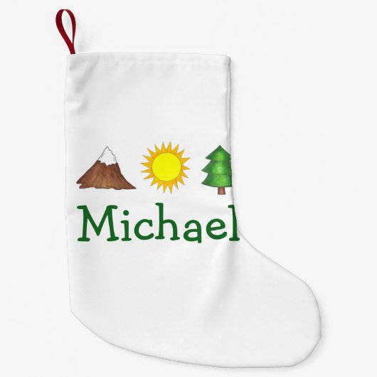 Outdoor-Enthusiasten Wanderzeltbaum Bergsee-Zauber Kleiner Weihnachtsstrumpf (Vorderseite)