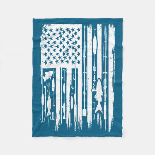 Outdoor Fishing American Flag Fisherman Fish Lover Fleecedecke (Vorderseite)