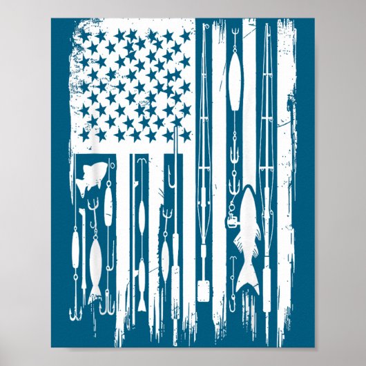 Outdoor Fishing American Flag Fisherman Fish Lover Poster (Vorne)