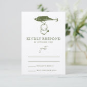 Outdoor Fishing Lure Hook Wedding Ring Kraft RSVP Karte (Stehend Vorderseite)
