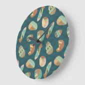 Outdoor Geo Step | Blaues Muster Große Wanduhr (Winkel)