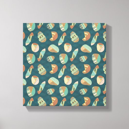 Outdoor Geo Step | Blaues Muster Leinwanddruck (Vorderseite)