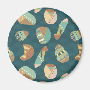 Outdoor Geo Step   Blaues Muster Magnet