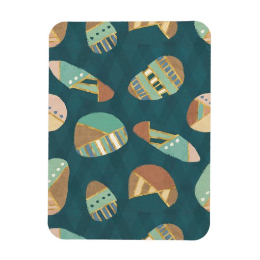 Outdoor Geo Step | Blaues Muster Magnet (Vertikal)