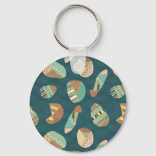 Outdoor Geo Step   Blaues Muster Schlüsselanhänger