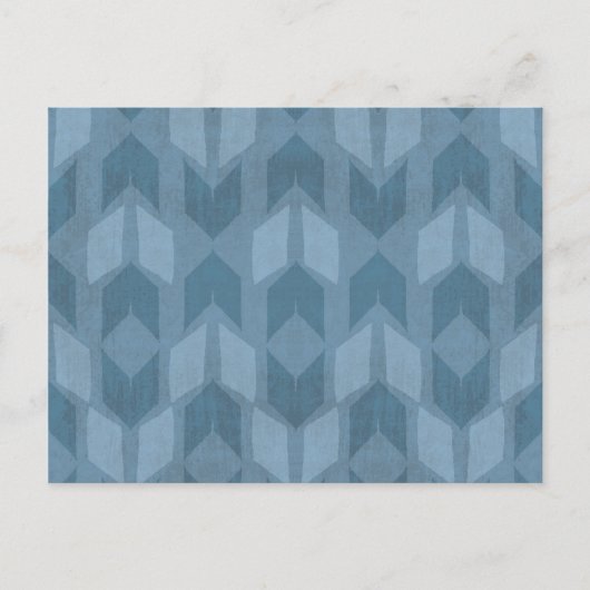 Outdoor Geo Step | Blaues Pfeilmuster Postkarte (Vorderseite)