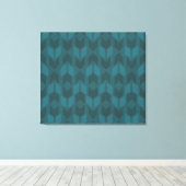 Outdoor Geo Step | Dunkles Aquamarines Muster Leinwanddruck (Insitu (Holzboden))