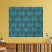 Outdoor Geo Step | Dunkles Aquamarines Muster Leinwanddruck (Insitu (Wohnzimmer))