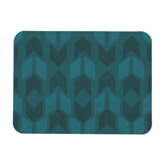 Outdoor Geo Step | Dunkles Aquamarines Muster Magnet (Horizontal)