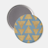 Outdoor Geo Step | Gold & Blue Muster Magnet (Vorderseite/Rückseite)