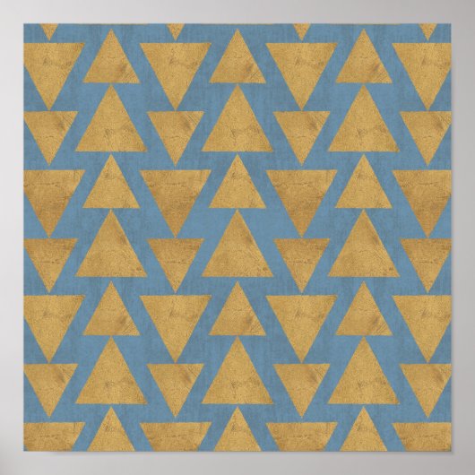 Outdoor Geo Step | Gold & Blue Muster Poster (Vorne)