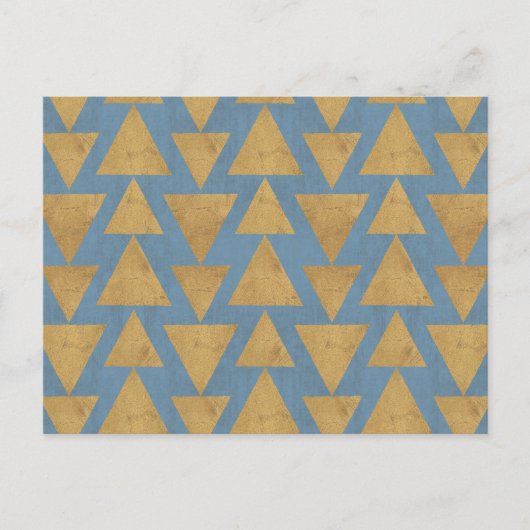 Outdoor Geo Step | Gold & Blue Muster Postkarte (Vorderseite)