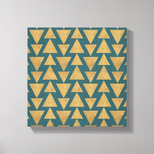 Outdoor Geo Step Gold & Dark | Teal Pattern Leinwanddruck (Vorderseite)
