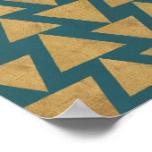 Outdoor Geo Step Gold & Dark | Teal Pattern Poster (Ecke)