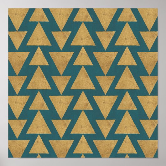 Outdoor Geo Step Gold & Dark | Teal Pattern Poster (Vorne)
