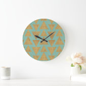 Outdoor Geo Step Gold & Teal Pattern Große Wanduhr (Zuhause)