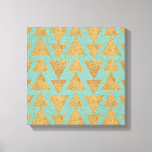 Outdoor Geo Step Gold & Teal Pattern Leinwanddruck (Vorderseite)
