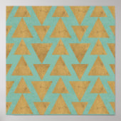 Outdoor Geo Step Gold & Teal Pattern Poster (Vorne)