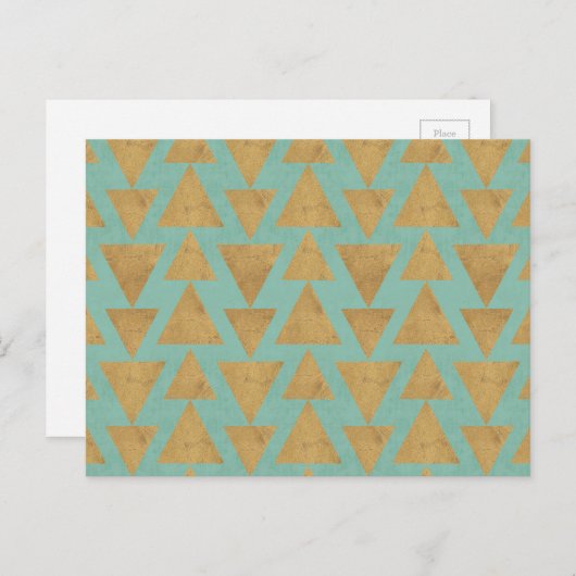 Outdoor Geo Step Gold & Teal Pattern Postkarte (Vorne/Hinten)