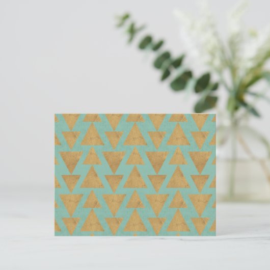 Outdoor Geo Step Gold & Teal Pattern Postkarte (Stehend Vorderseite)