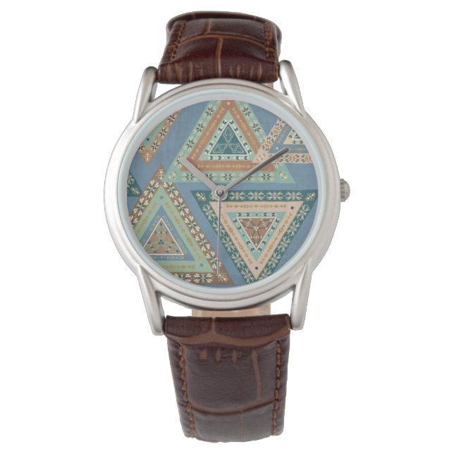 Outdoor Geo X | Blaues indisches Muster Armbanduhr (Vorderseite)
