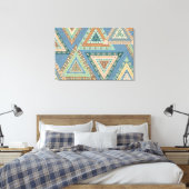 Outdoor Geo X | Blaues indisches Muster Leinwanddruck (Insitu (Schlafzimmer))
