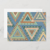 Outdoor Geo X | Blaues indisches Muster Postkarte (Vorne/Hinten)
