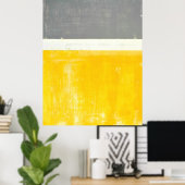 "Outdoor" Graues und Gelbes Abstraktes Kunstposter Poster (Heimbüro)