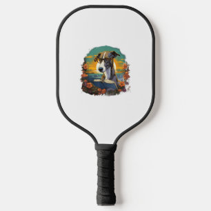 Outdoor Greyhound Dog Reading Book Pickleball Schläger
