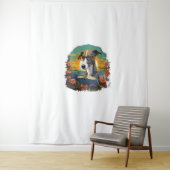 Outdoor Greyhound Dog Reading Book Wandteppich (Beispiel)