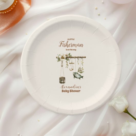 Outdoor Little Fisherman Fishing Baby Shower Pappteller