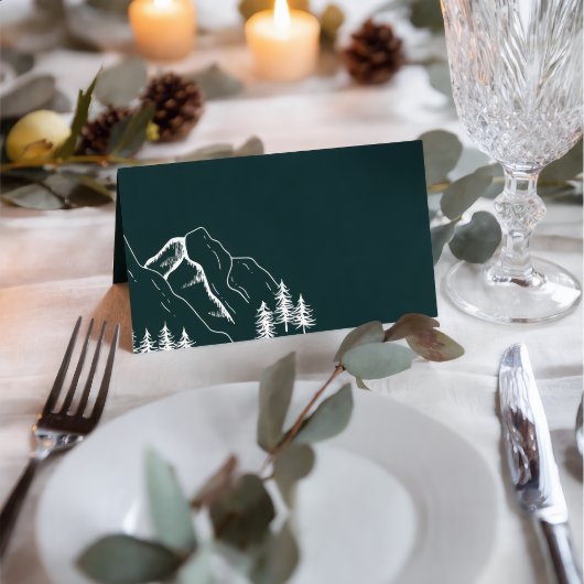 Outdoor Mountain Pine Tree Hochzeitsleder Platzkarte