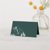 Outdoor Mountain Pine Tree Hochzeitsleder Platzkarte (Vorderseite)
