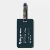 Outdoor-Mountain-Trek-Stil Chic Monogram Teal Gepäckanhänger (Rückseite vertikal)