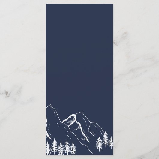 Outdoor Mountains Pine Tree Hochzeit Menükarte (Rückseite)