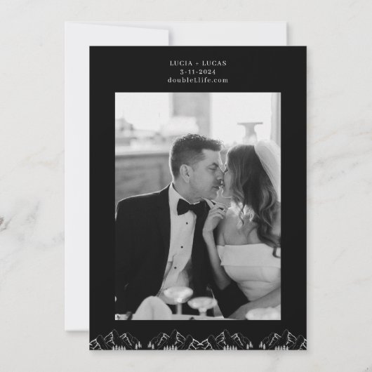 Outdoor Mountains Pine Tree Mitternacht Schwarze H Einladung (Rückseite)