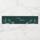 Outdoor Mountains Pine Tree Smaragdgrün Wasserflaschenetikett (Einzelnes Label)