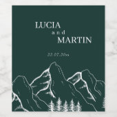 Outdoor Mountains Pine Tree Smaragdgrün Weinetikett (Einzelnes Label)