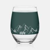Outdoor Mountains Pine Tree Smaragdgrün Weinglas Ohne Stiel (Rückseite)