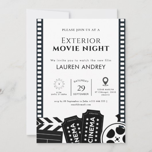 Outdoor Movie Night Invitation Einladung (Vorderseite)