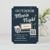 Outdoor Movie Night Ticket Invite Einladung (Stehend Vorderseite)