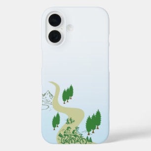 Outdoor-MTB-Fahrer-Silhouette-Design iPhone 16 Hülle