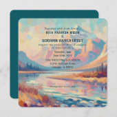 Outdoor Oil Painted Mountain Wedding Einladung (Vorne/Hinten)