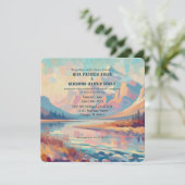 Outdoor Oil Painted Mountain Wedding Einladung (Stehend Vorderseite)