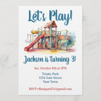 Outdoor Park Playground Kids Birthday Invitation Einladung